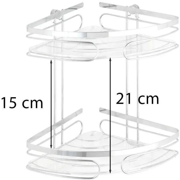 Raft dublu de perete pentru colț, din oțel inoxidabil Wenko Premium-image-4
