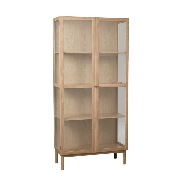 Vitrină în culoare naturală din lemn masiv de stejar 190x90 cm Elba – Unique Furniture-image-2