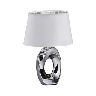 Veioză din ceramică și pânză Trio Taba, înălțime 33 cm, alb-argintiu