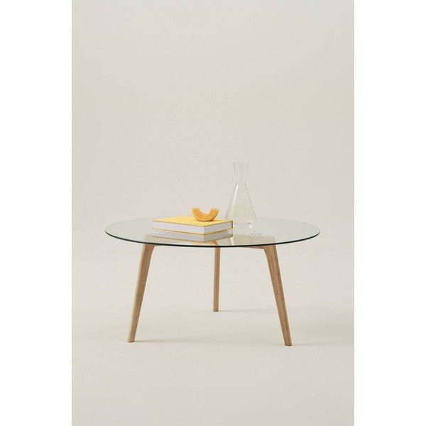 Măsuță de cafea în culoare naturală rotundă din lemn de stejar ø 90 cm Malevik – Jotex-image-1