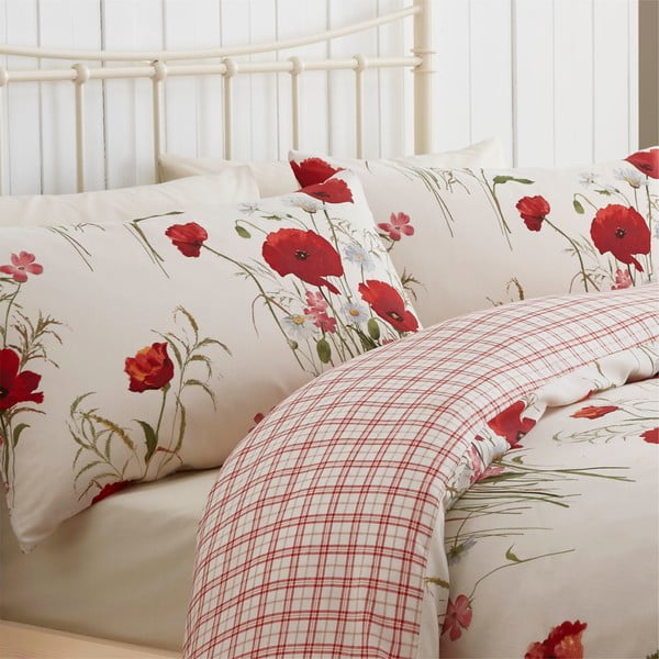 Lenjerie de pat Catherine Lansfield Wild Poppies, 200 x 200 cm-image-1