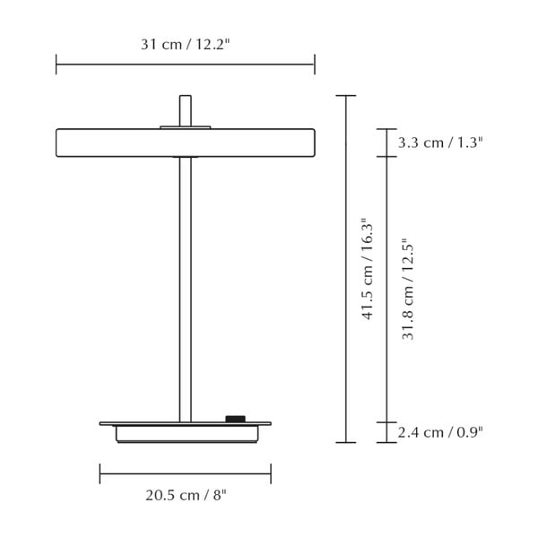 Veioză neagră LED cu intensitate reglabilă din metal cu abajur din metal (înălțime 41,5 cm) Asteria Table – UMAGE-image-3