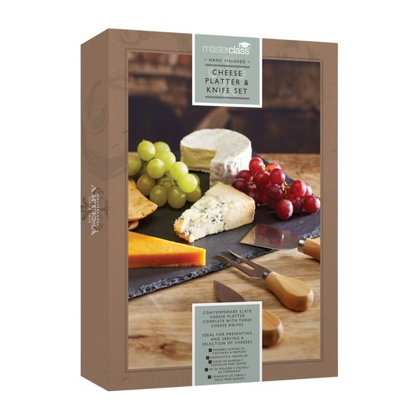 Set cuțite brânzeturi și tocător din ardezie Master Class, 35 x 25 cm-image-2