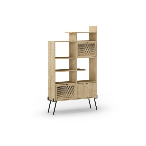 Bibliotecă în culoare naturală cu aspect de lemn de stejar 95x170 cm Ecrin – Marckeric-image-3