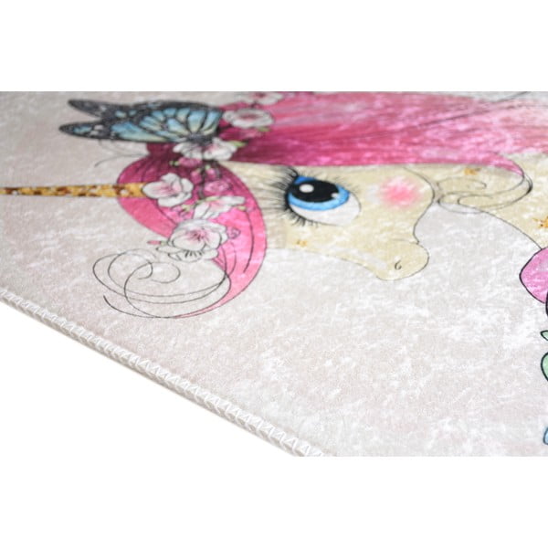 Covor pentru copii fildeș lavabil 80x120 cm Cute Unicorn – Vitaus-image-2