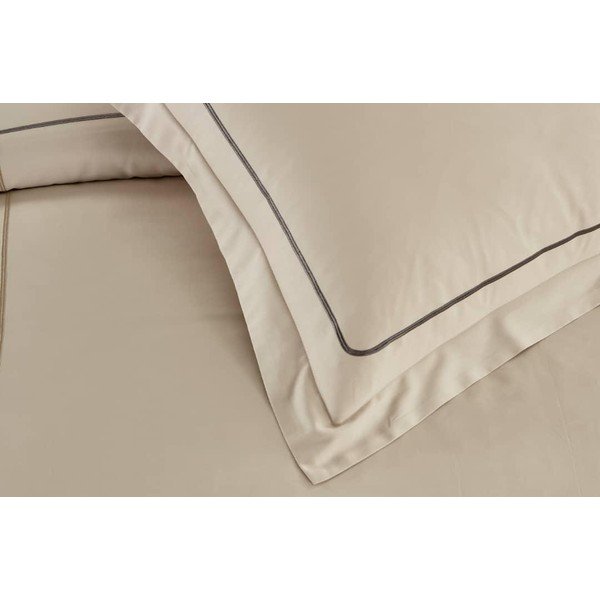 Lenjerie de pat bej din bumbac ranforcé pentru pat dublu, extinsă cu cearceaf inclus, cu 6 piese 240x220 cm Calm of Lines – Mila Home Luxury-image-2