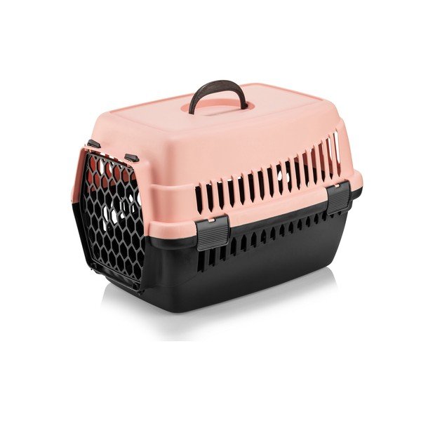 Cușcă transport pentru câine sau pisică Petpetite, roz-negru
