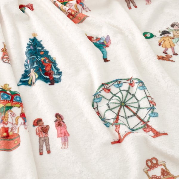 Pătură pentru copii albă din micropluș/cocolino 150x200 cm Christmas Fairground – Belle & Boo-image-3