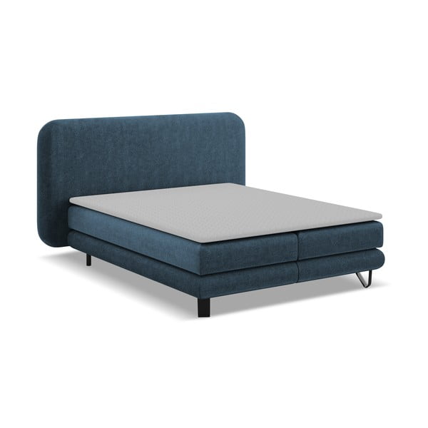 Pat boxspring albastru 180x200 cm Ilima – Makamii