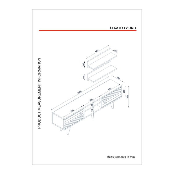 Set comodă TV și 2 rafturi de perete Tera Home Legato-image-3