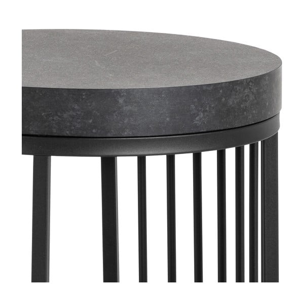 Noptieră neagră cu blat cu aspect de marmură Strington – Actona-image-4