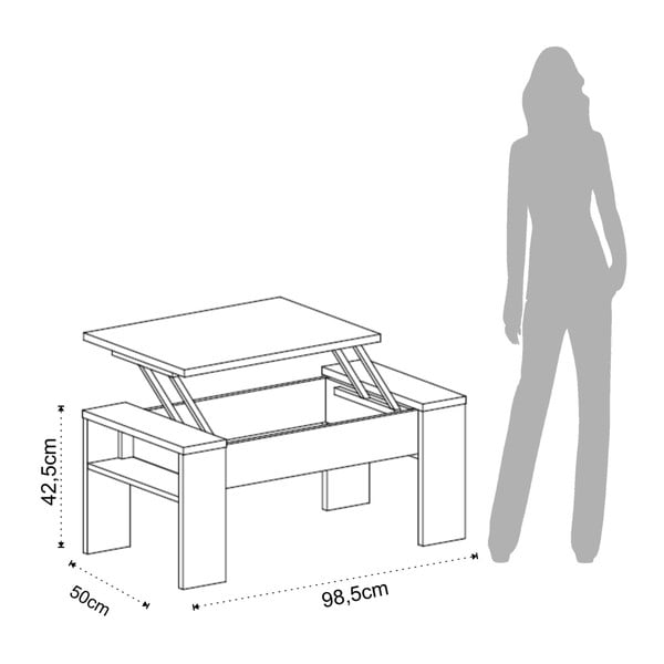 Masă cu spațiu depozitare Tomasucci James, gri - alb-image-2