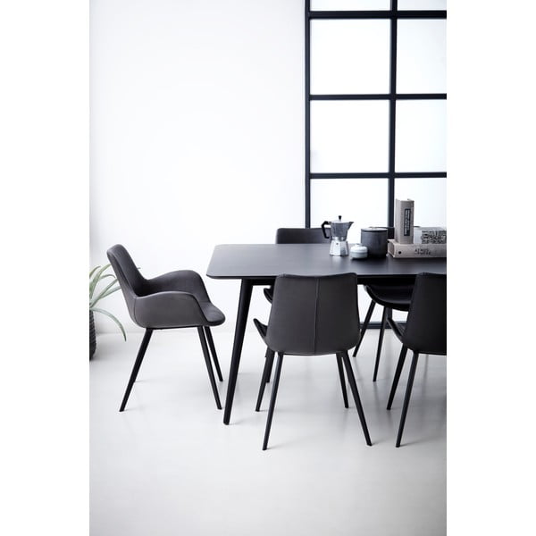 Scaun de sufragerie gri închis cu cotiere tapițat Hype – DAN-FORM Denmark-image-1