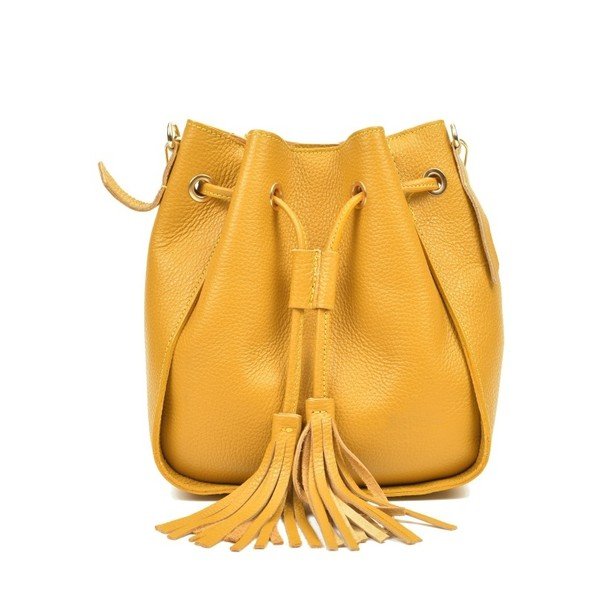 Geantă din piele Carla Ferreri Jessie, galben-image-1