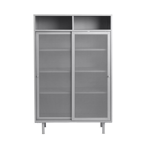 Dulap gri din metal cu ușă glisantă 90x140x40 cm Veep – Unique Furniture