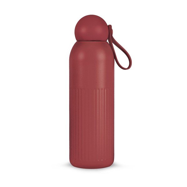 Sticlă termică burgundy cu pai din oțel inoxidabil 500 ml Tekla – Sagaform