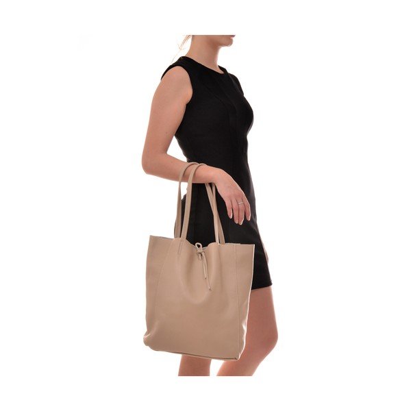 Geantă din piele Sofia Cardoni Shopper, bej-image-2