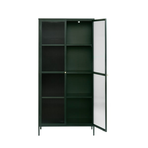 Vitrină verde-închis din metal 90x190 cm Bronco – Unique Furniture-image-3