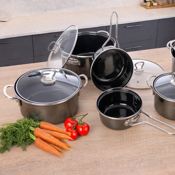 Cratiță cu capac smalțuită 2,5 l Metalic – Orion-image-2