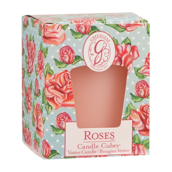 Lumânare parfumată Greenleaf Roses, aromă de trandafiri, 15 ore
