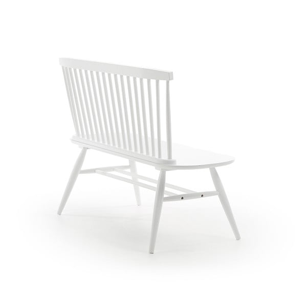 Bancă pentru șezut din lemn de cauciuc Kave Home Slover, 120 x 53 cm, alb-image-3