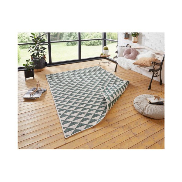 Covor reversibil adecvat interior/exterior Bougari Tahiti, 200 x 290 cm, verde-crem-image-1