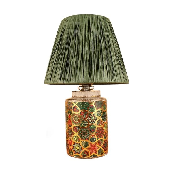 Veioză verde cu abajur din sfoară din hârtie (înălțime 38 cm) Alev – Opviq lights