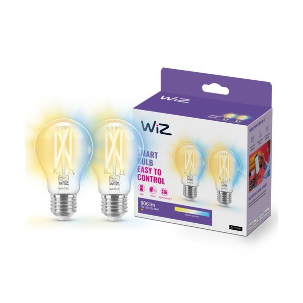 Becuri smart cu filament E27, 2 buc. 7 W – WiZ