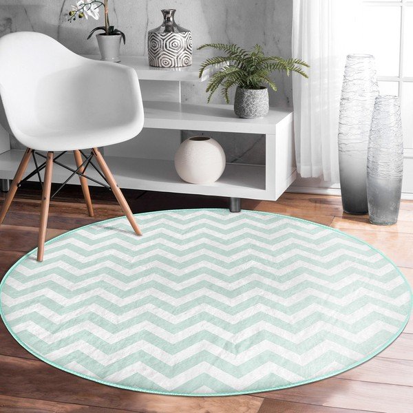 Covor rotund  verde mentă lavabil adecvat și  pentru aspiratoare robot   ø 100 cm Comfort – Mila Home-image-4