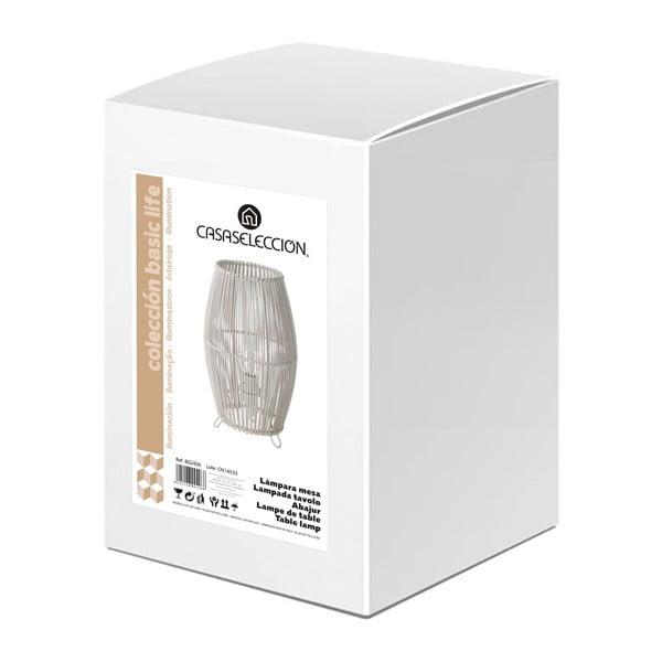 Veioză albă cu abajur din bambus (înălțime 29 cm) – Casa Selección-image-3