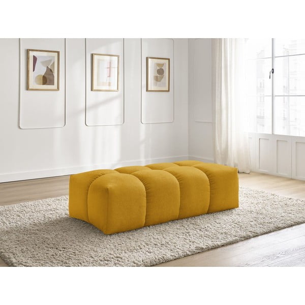 Taburet galben muștar cu tapițerie din chenille Everest – Bobochic Paris-image-1