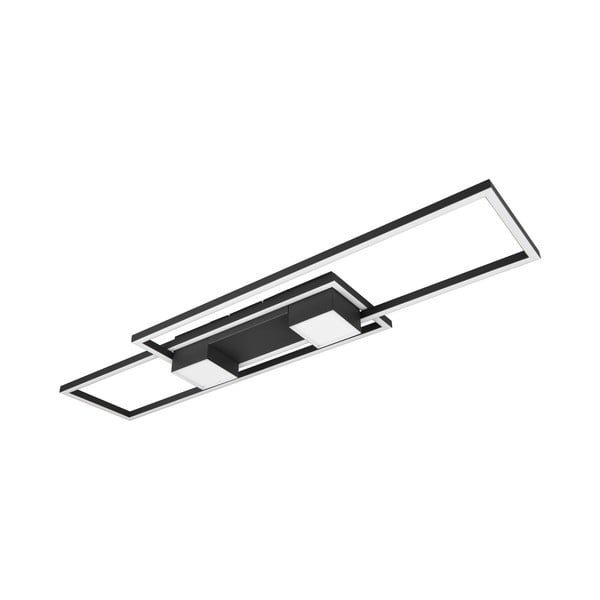 Plafonieră neagră-albă LED cu control prin telecomandă/cu intensitate reglabilă 28x100 cm Albany – Trio