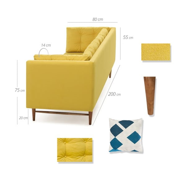 Canapea Balcab Home Eva, galben-image-2