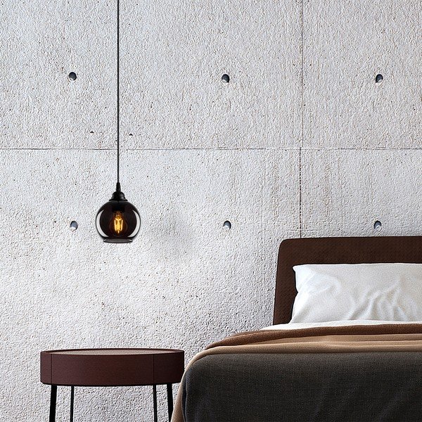 Lustră neagră cu abajur din sticlă ø 15 cm Smoked – Opviq lights-image-4