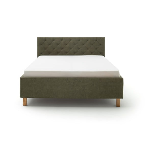 Pat matrimonial verde tapițat cu spațiu de depozitare cu somieră 180x200 cm San Remo – Meise Möbel-image-2