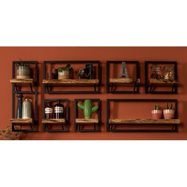 Raft de perete din lemn de salcâm HMS collection Levels, 70 x 32 cm-image-1