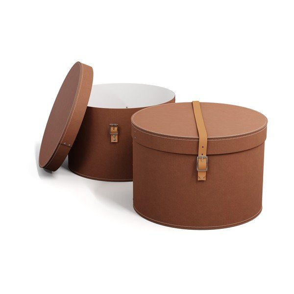 Cutii de depozitare maro 2 buc. din carton cu capac ø 37,5x25 cm Rut Restore Paper Laminate – Bigso