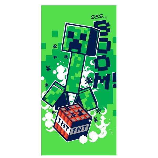 Prosop  pentru copii verde din bumbac 70x140 cm Minecraft Boom – Jerry Fabrics