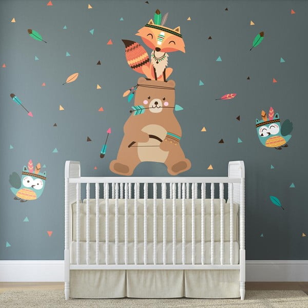 Autocolante de perete pentru camera copiilor Ambiance Bear Indian Happy-image-3