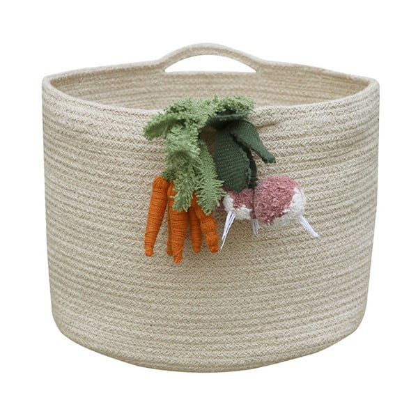 Coș de jucării pentru copii crem din material textil ø 30x23 cm Veggies – Lorena Canals