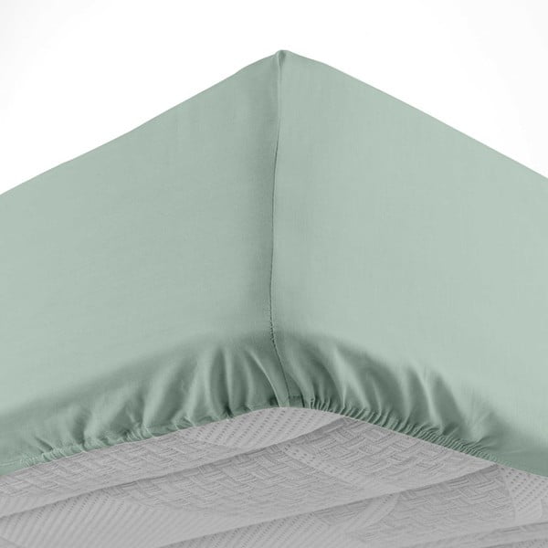 Cearceaf verde deschis din bumbac cu elastic 160x200 cm Lina – douceur d'intérieur-image-3