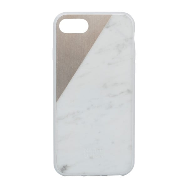 Husă pentru iPhone 7 și 8 Plus Native Union Clic Marble Metal, alb - detalii marmură