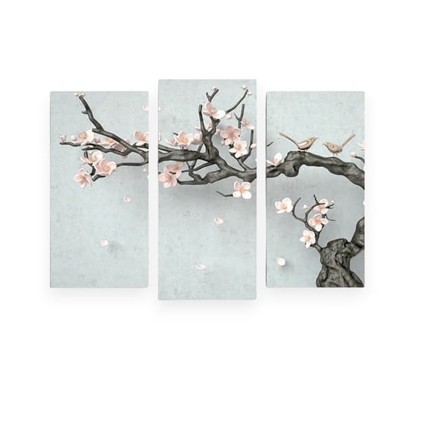 Tablou din 3 piese Sakura - Wallity