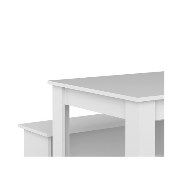 Masă cu 2 băncuțe TemaHome Nicel, alb-image-3