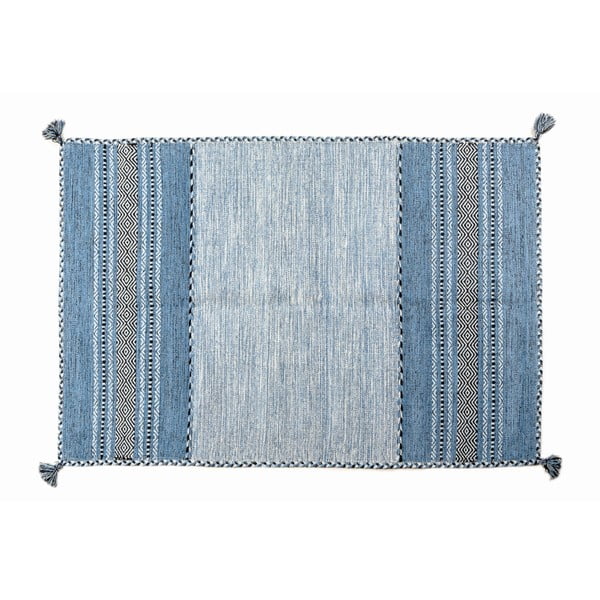 Covor țesut manual Navaei & Co Kilim Tribal 609, 170 x 110 cm, albastru
