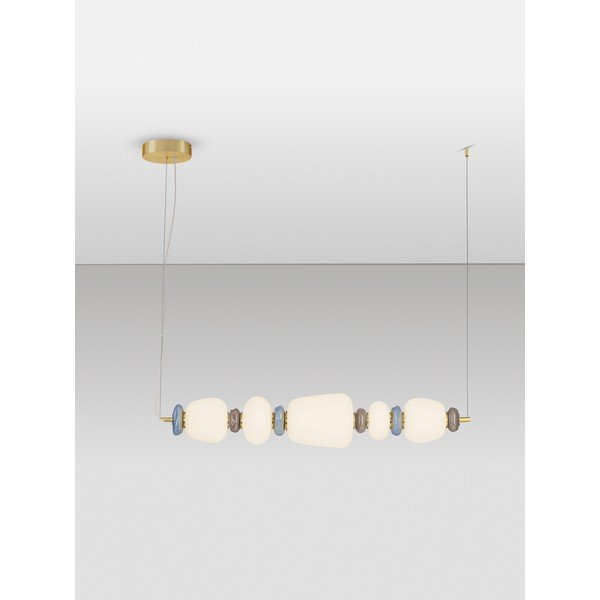 Lustră albă/aurie LED cu intensitate reglabilă din metal cu abajur din porțelan/cu abajur din sticlă Palo – Nova Luce-image-4