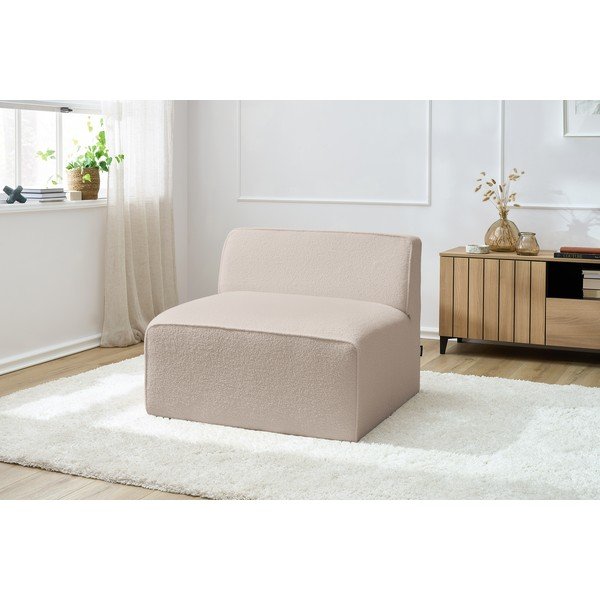Modul pentru canapea modulară bej cu tapițerie din țesătură bouclé (de mijloc) Megeve – Bobochic Paris-image-1
