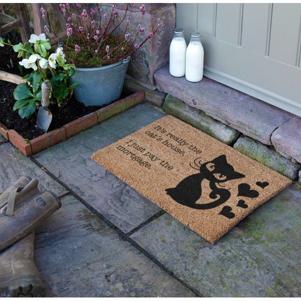Covoraș de intrare din fibre de nucă de cocos 40x60 cm It's Really the Cats House – Artsy Doormats-image-1