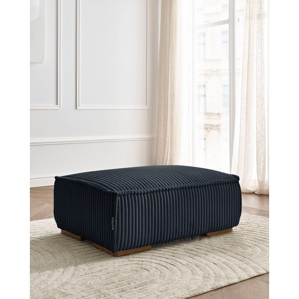 Taburet negru cu tapițerie din catifea reiată Chelsea – Bobochic Paris-image-1