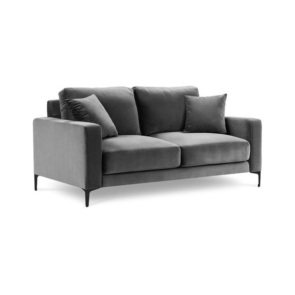 Canapea cu tapițerie din catifea Kooko Home Harmony, 158 cm, gri-image-2